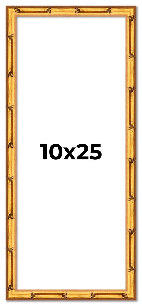10x25 Frame Gold Bamboo Solid Wood Picture Frame | 1 Inch Moulding Width | Inter
