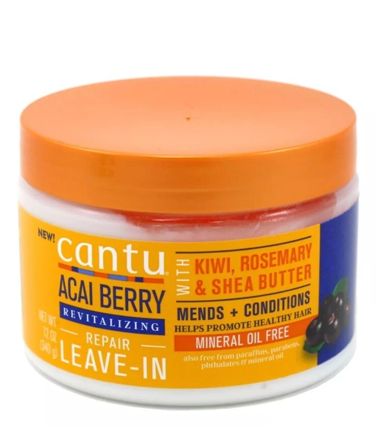 Cantu Acai Berry Leave-In Revitalizing Repair Cream Butter Paraben Oil Free Hair-image