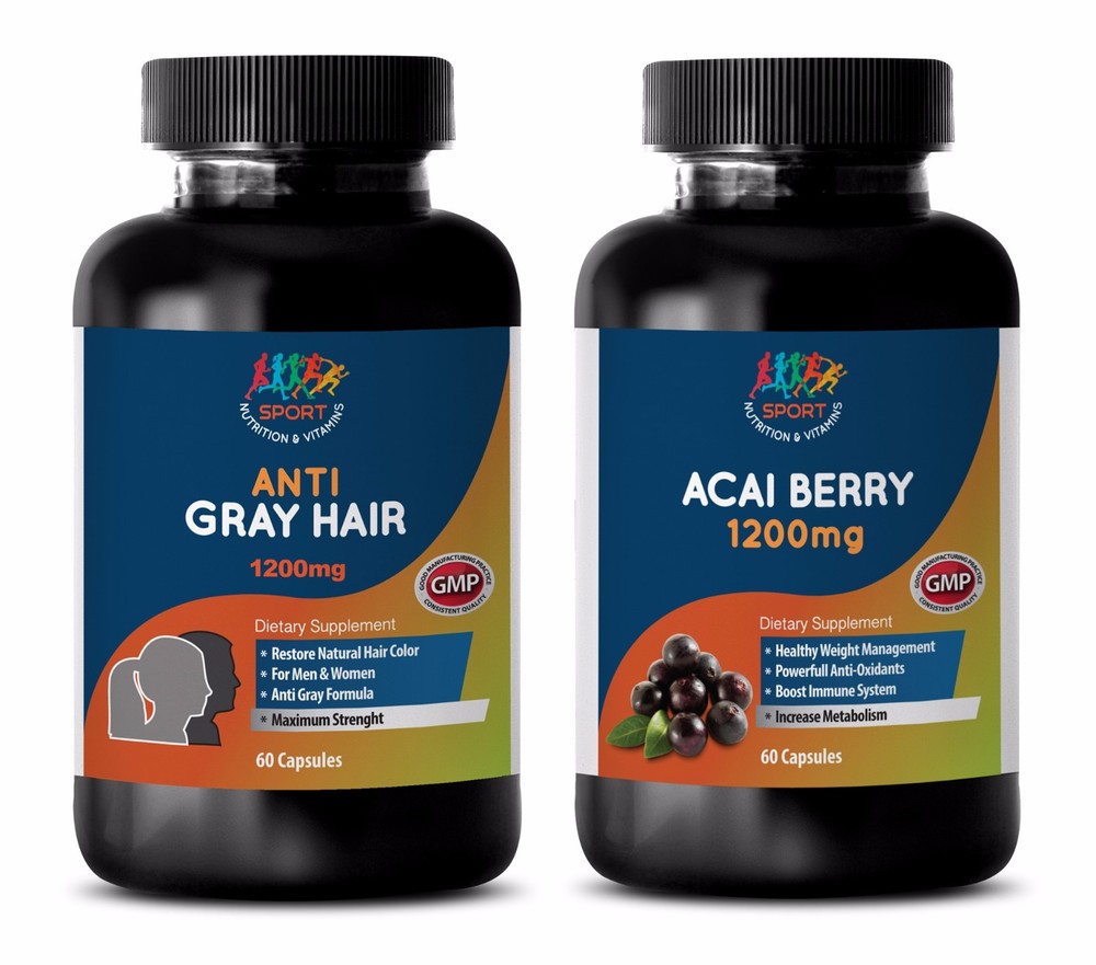 Anti-Aging Antioxidant Supplement with Acai Berry to Prevent Gray Hair