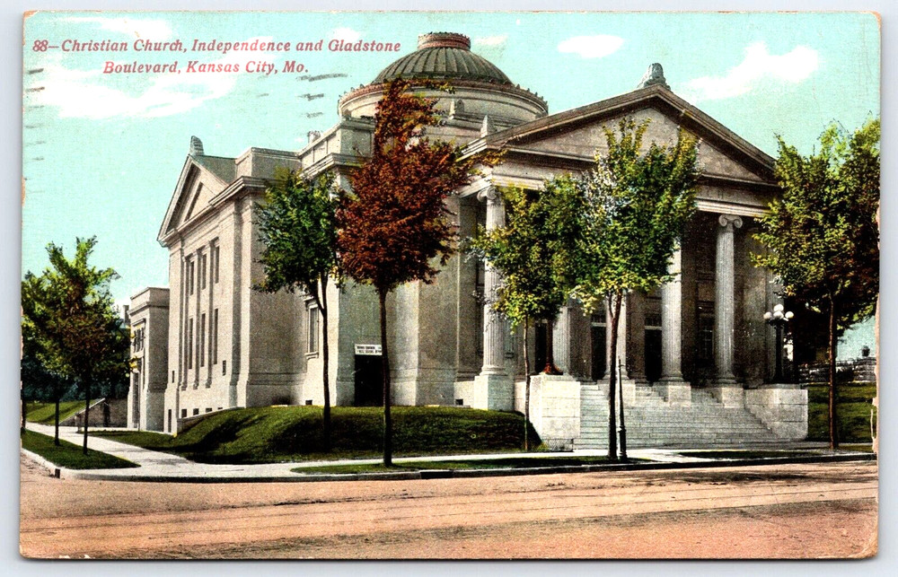 Kansas City Missouri Mo Christian Church Building Vintage 1910 Postcard