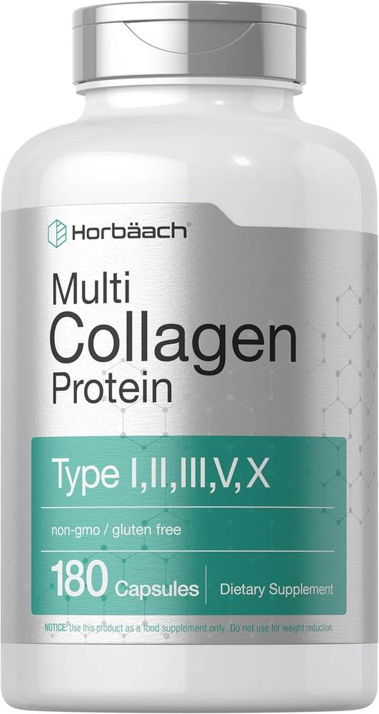 Multi Collagen Protein 2000 Mg | 180 Capsules | Hydrolyzed Collagen Type I, II,