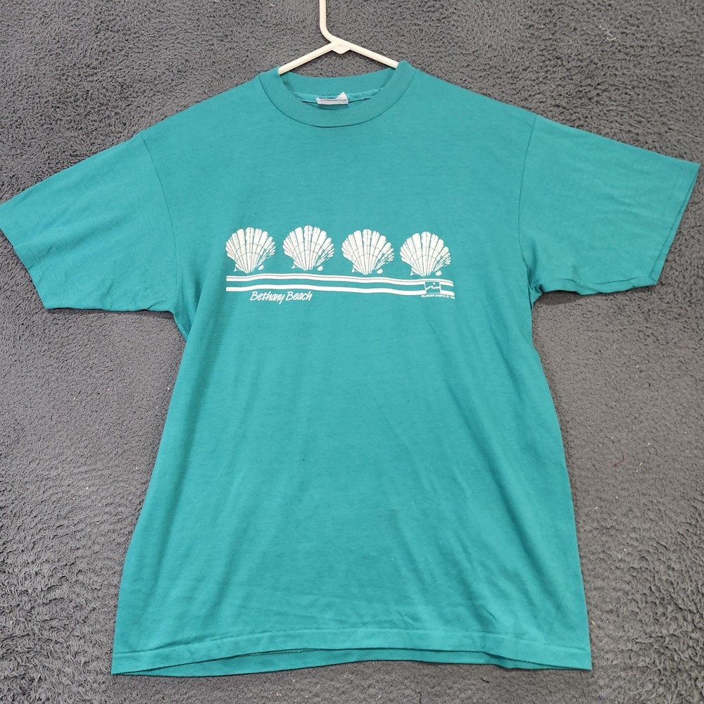 Vintage Hanes Fifty-Fifty Shirt Mens XL Green Bethany Beach Graphic 80s USA