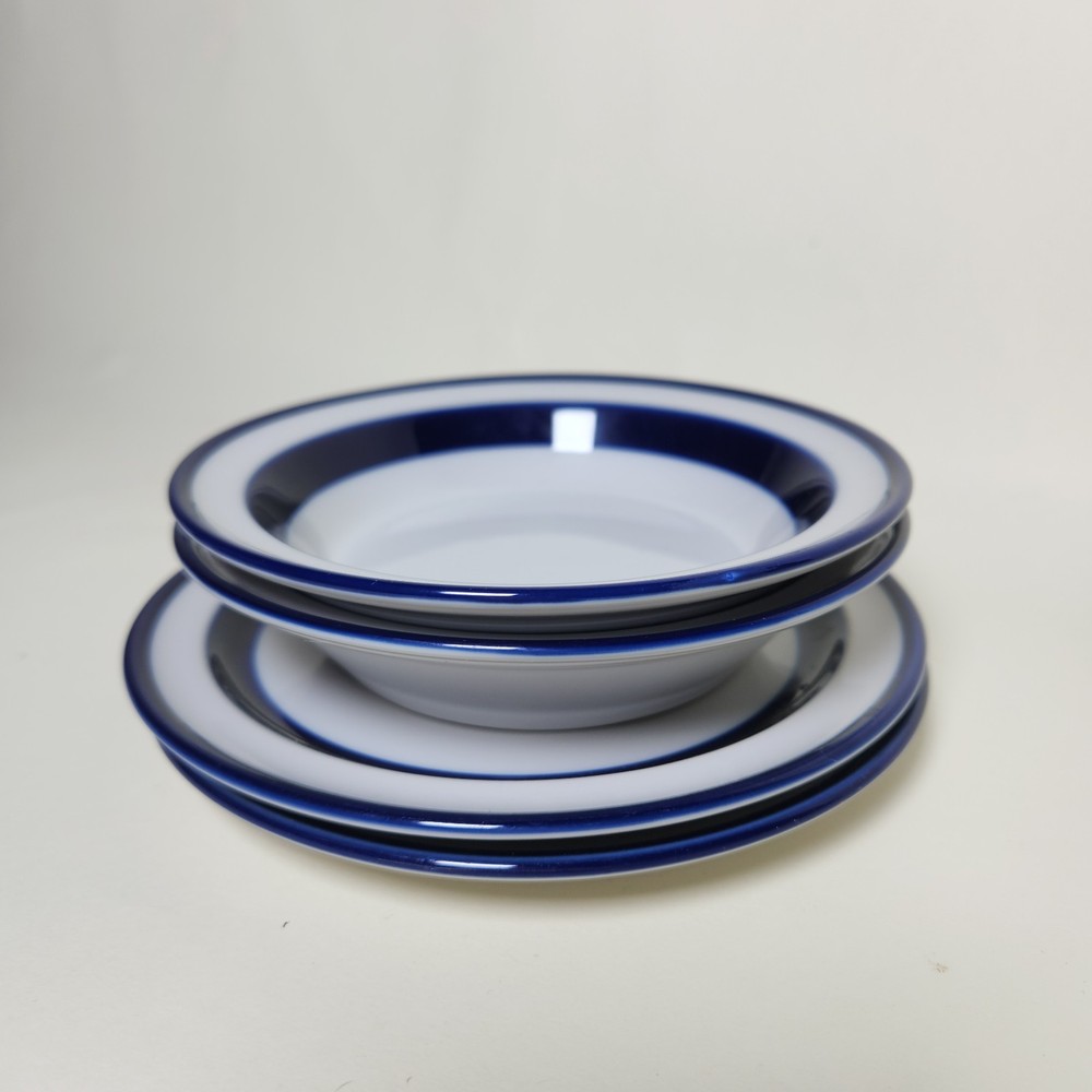 set of four noritake stoneware bowl plate tableset fjord cobalt made in japan 6