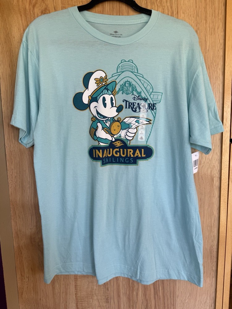 Disney Cruise Line Treasure Inaugural Sailings Teal T-Shirt Captain Minnie L NWT