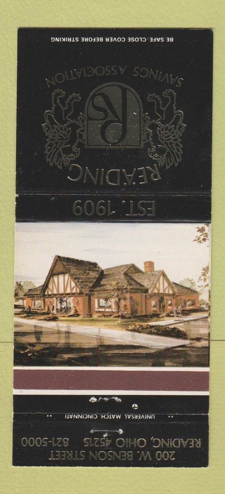 Matchbook Cover - Reading Savings Association Reading OH 30 Strike