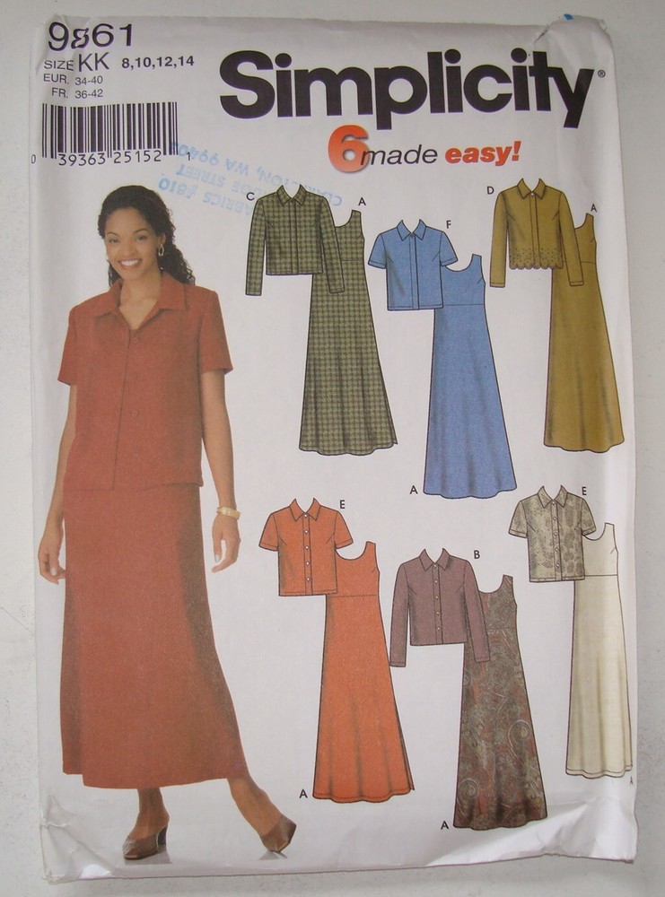 Uncut Simplicity 9861  KK 8, 10, 12, 14 \sewing pattern, Women’s jacket & dress