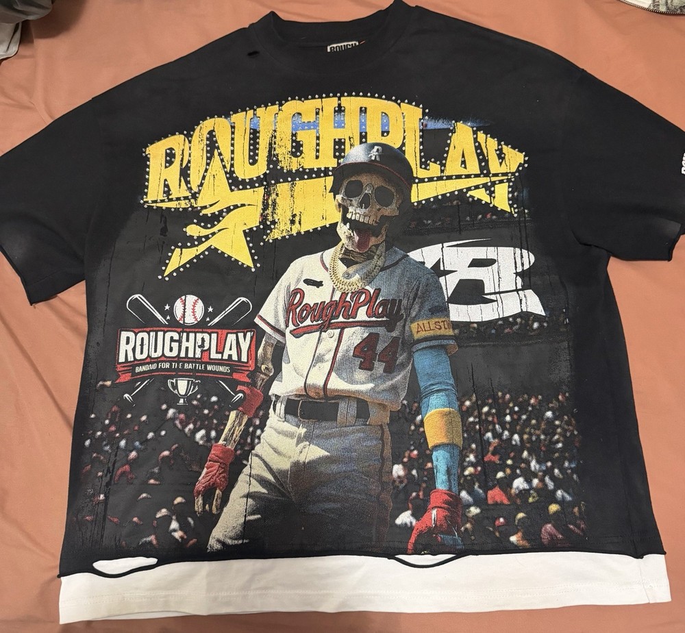 RoughPlay Men's XL Cotton Short Sleeve Crew Neck Logo T-Shirt 💯 Authentic
