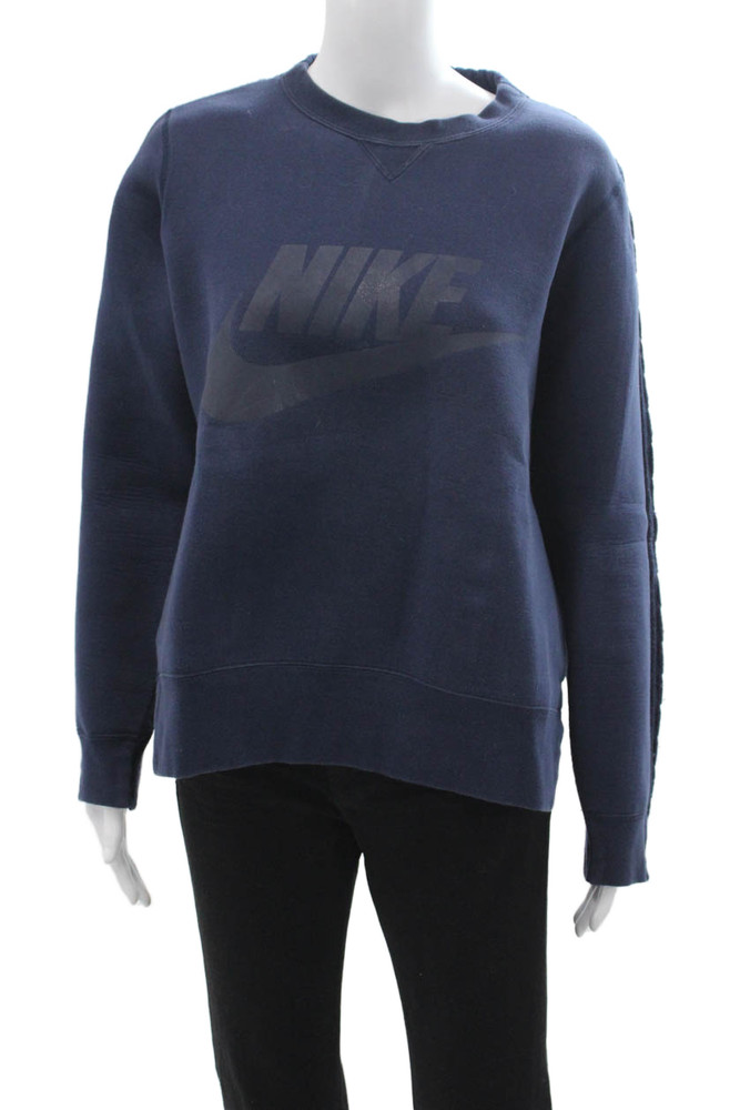 Nike Unisex Dark Blue Graphic Pullover Sweatshirt Crew Neck Long Sleeve Size LFree Shipping in US $100+ Orders | $6.95 Orders Below