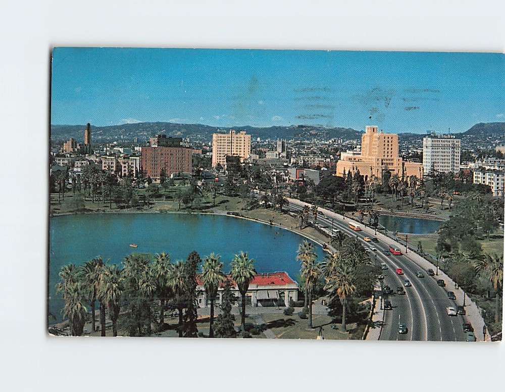 Postcard Wilshire Boulevard Blvd. MacArthur Park Los Angeles California USA