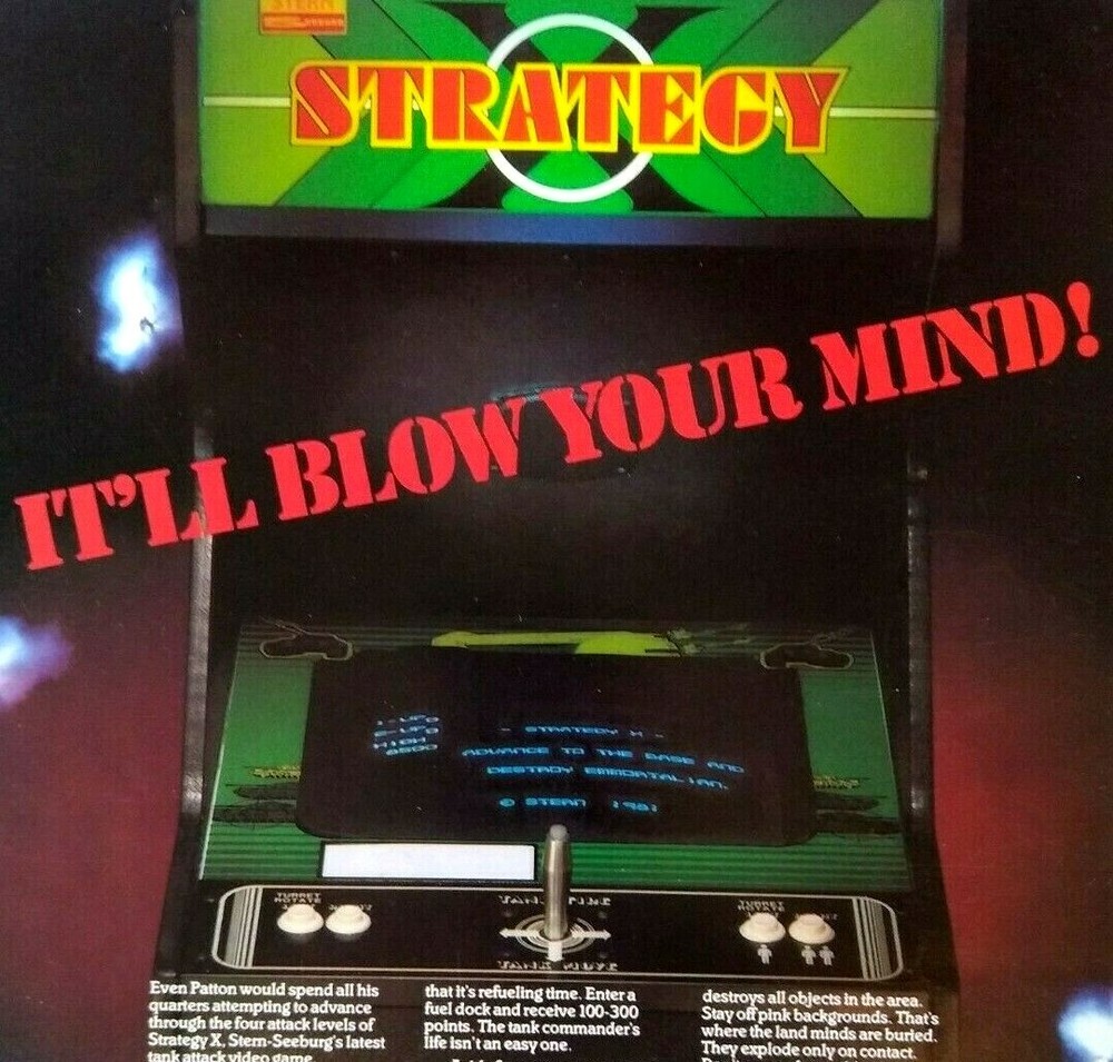 1981 Strategy X Arcade Flyer Original Vintage Tanks War Game Promo Art