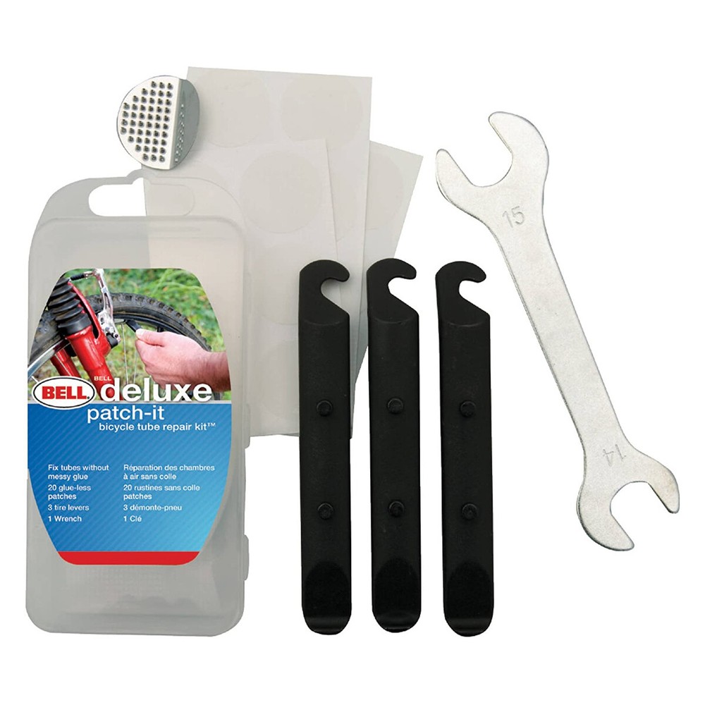 Bell 25pc Deluxe Bicycle Tube Repair Kit, Glueless Tire Patches Wrench Levers
