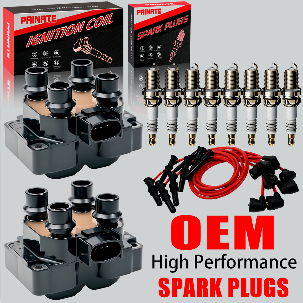 2X Brand OEM Ignition Coil & Spark Plug & Wires For Ford F-150 F-250 4.6L FD487