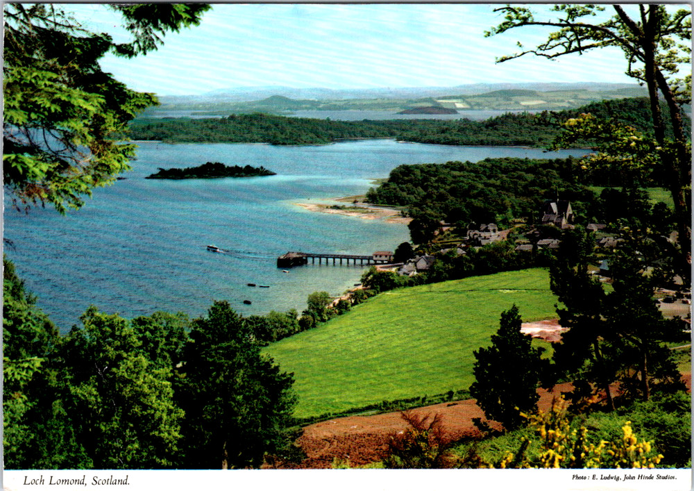 Vintage Postcard Loch Lomond Scotland Village And Lake