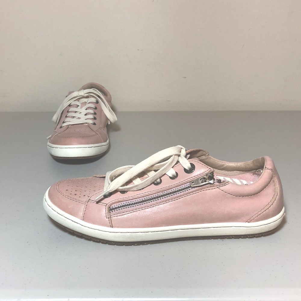 Taos Footwear Zipster Side Zip Sneakers Women’s 8.5 Pink Leather Lace Up Shoes
