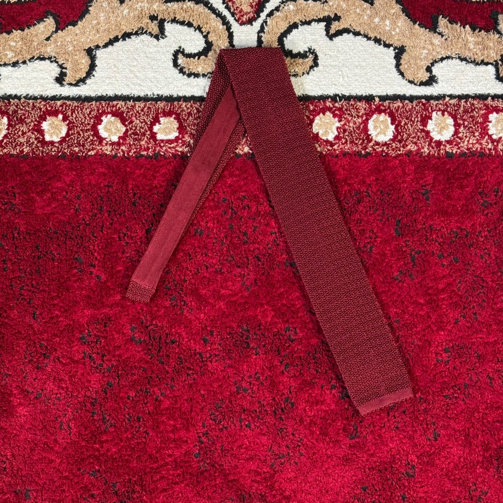 Vintage Ben Silver Charleston Burgundy Knit Silk Tie Square End 2.75