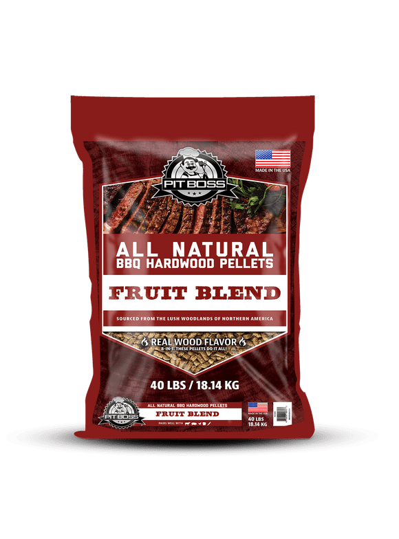 Pit Boss 100% All-Natural Hardwood Fruit Blend BBQ Grilling Pellets, 40 lbs Bag