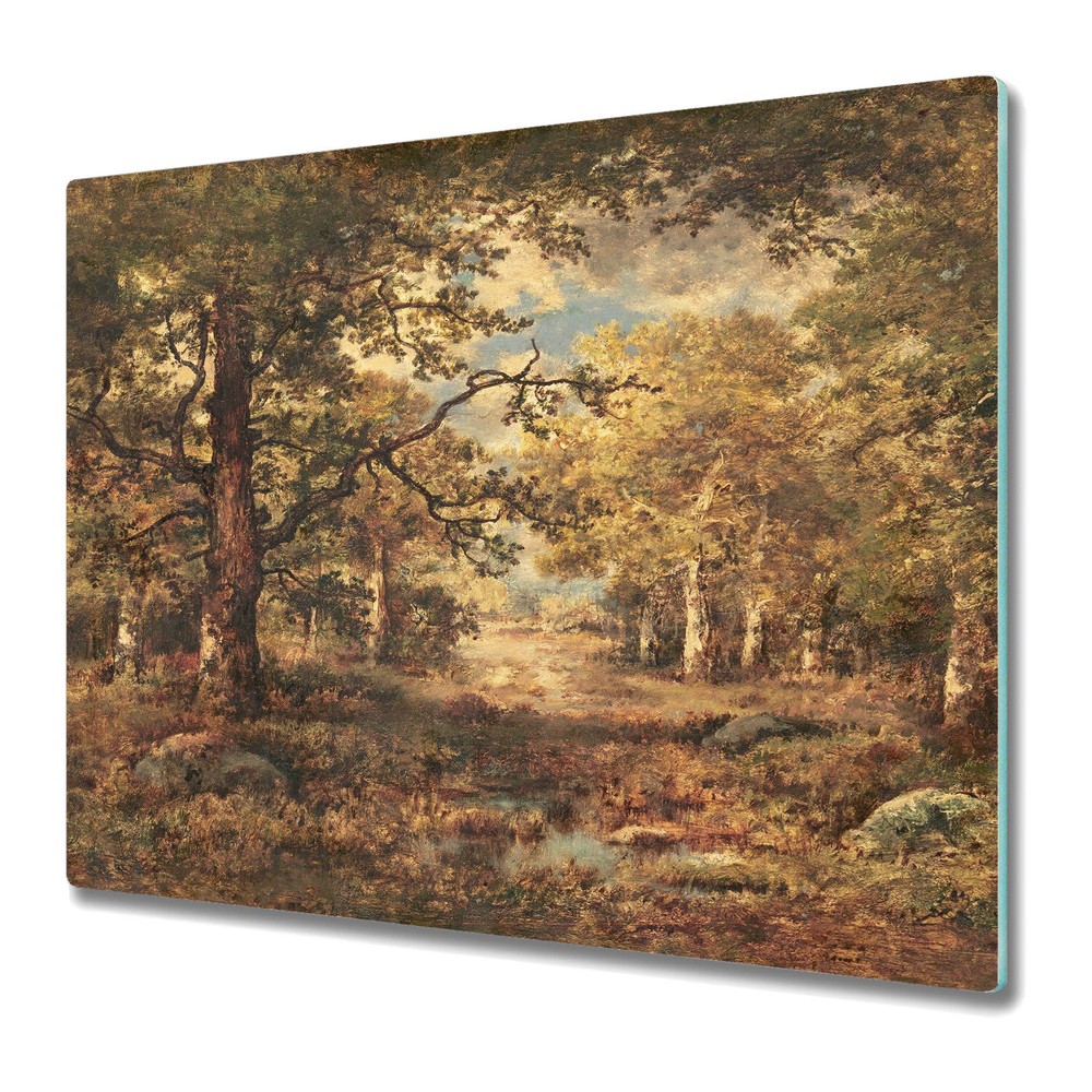 Glass Chopping Board Autumn Forest impressionism Landscape country oil painting