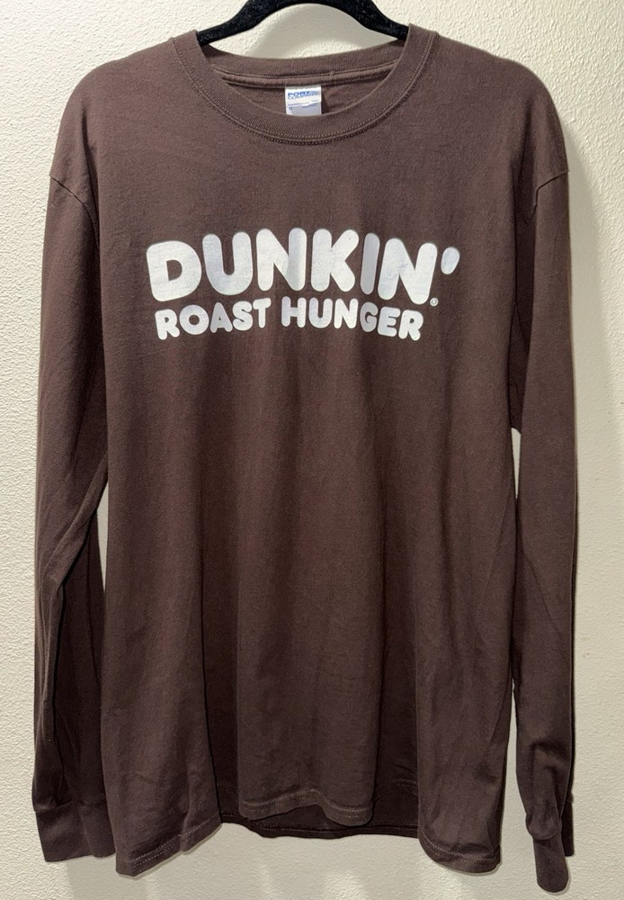 Dunkin Donuts Long Sleeve T-Shirt “Roast Hunger” Size Large Good