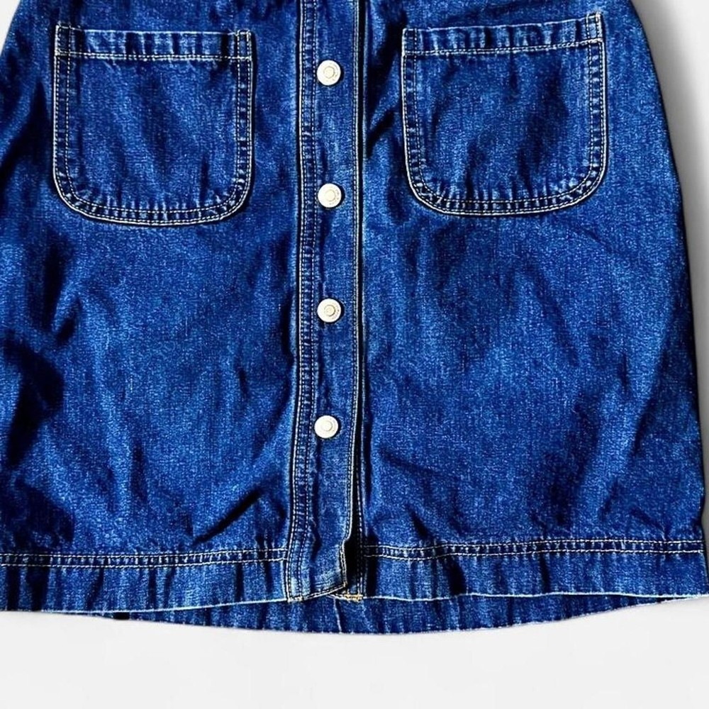 Vtg 90s Gap Denim Button Front Mini Skirt Womens 2 Patch Pocket Cottagecore