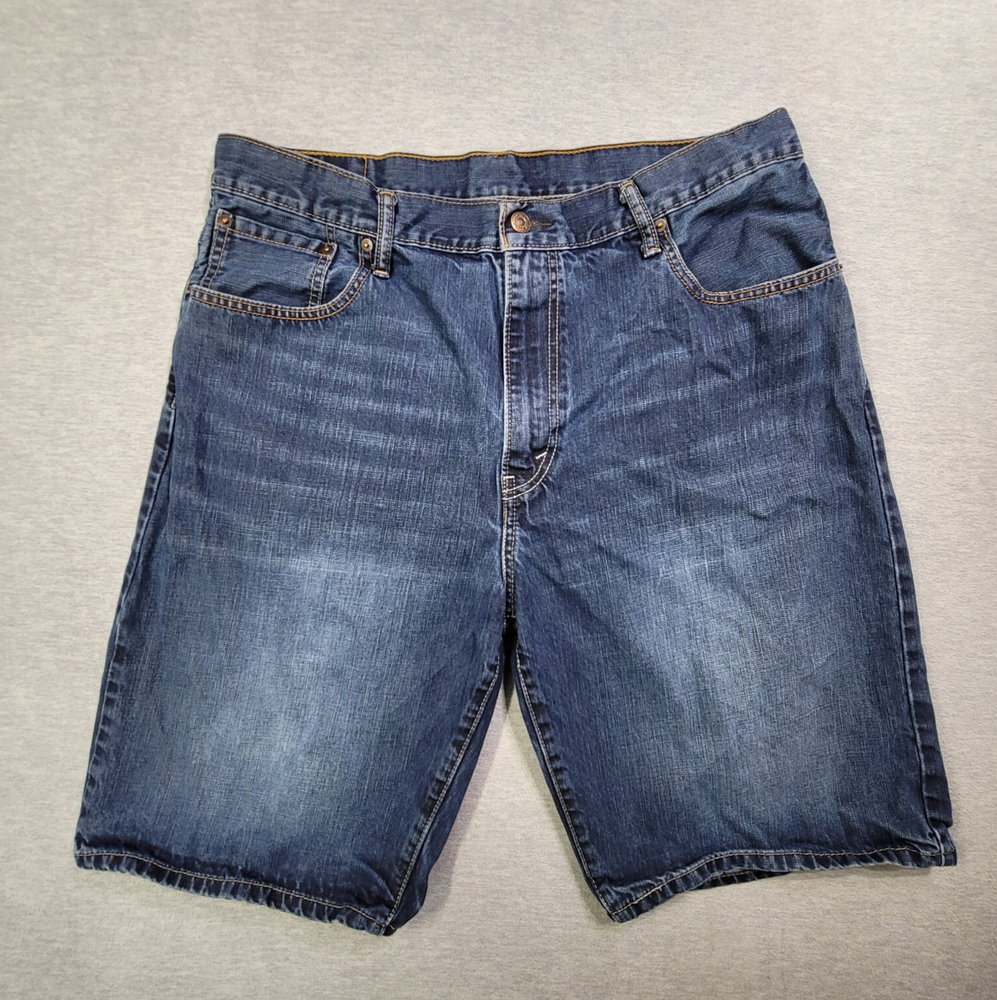 Levis 569 Shorts Mens 36 Blue Jorts Jean Denim Faded Whiskered Casual