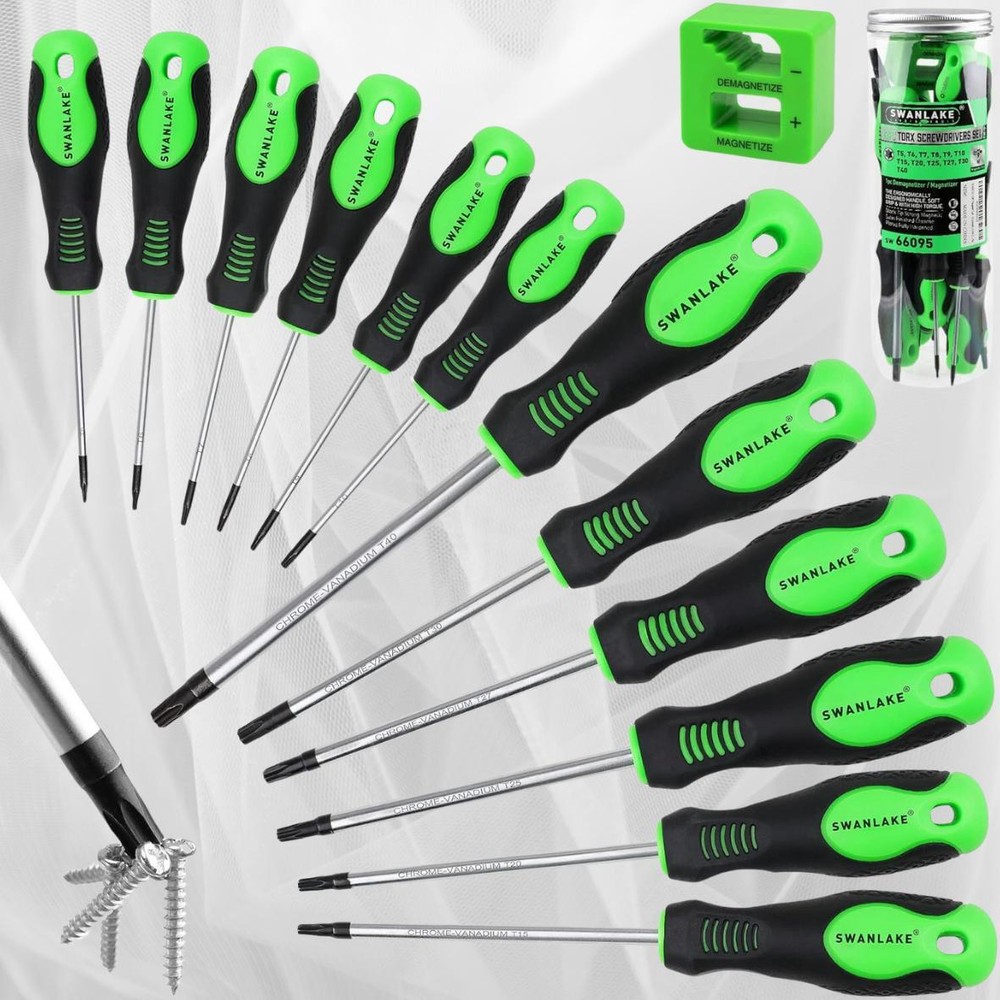 13-Piece Magnetic Torx Screwdriver Set with T5 to T40 Star Bits