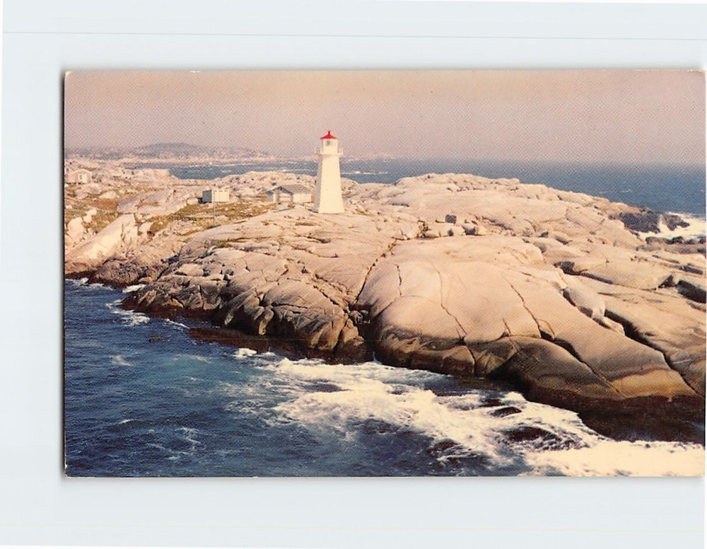 Postcard Aerial View Peggy's Cove Lighthouse Nova Scotia Canada
