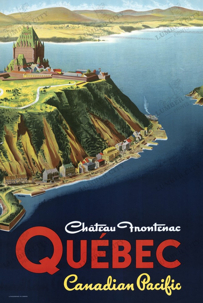 Château Frontenac Quebec 1950 Travel Poster Canadian Pacific Wall Art