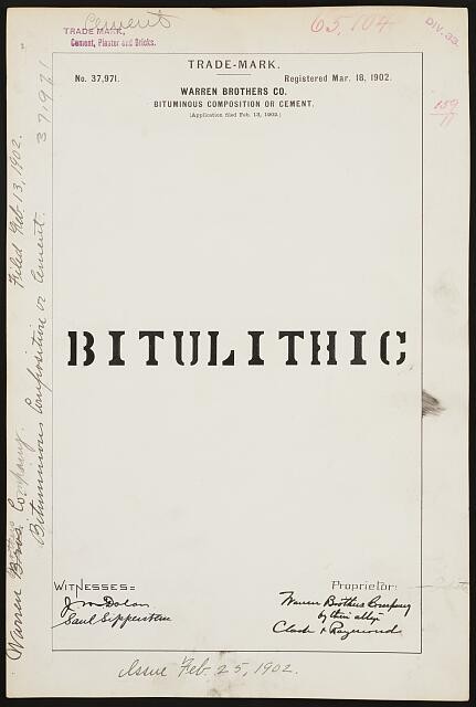 Warren Brothers Company Bitulithic brand Bituminous Composition or Cement