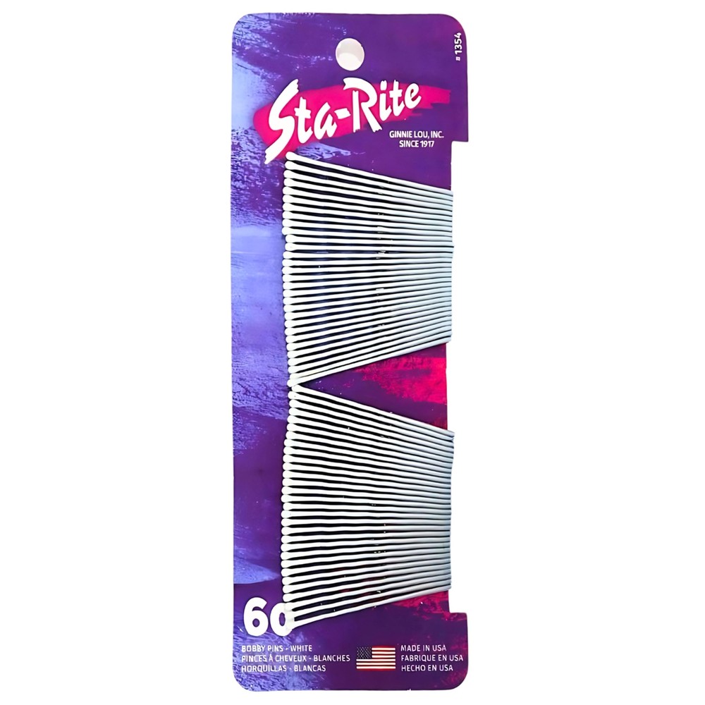 60 White Bobby Pins for Hair Styling & Hold