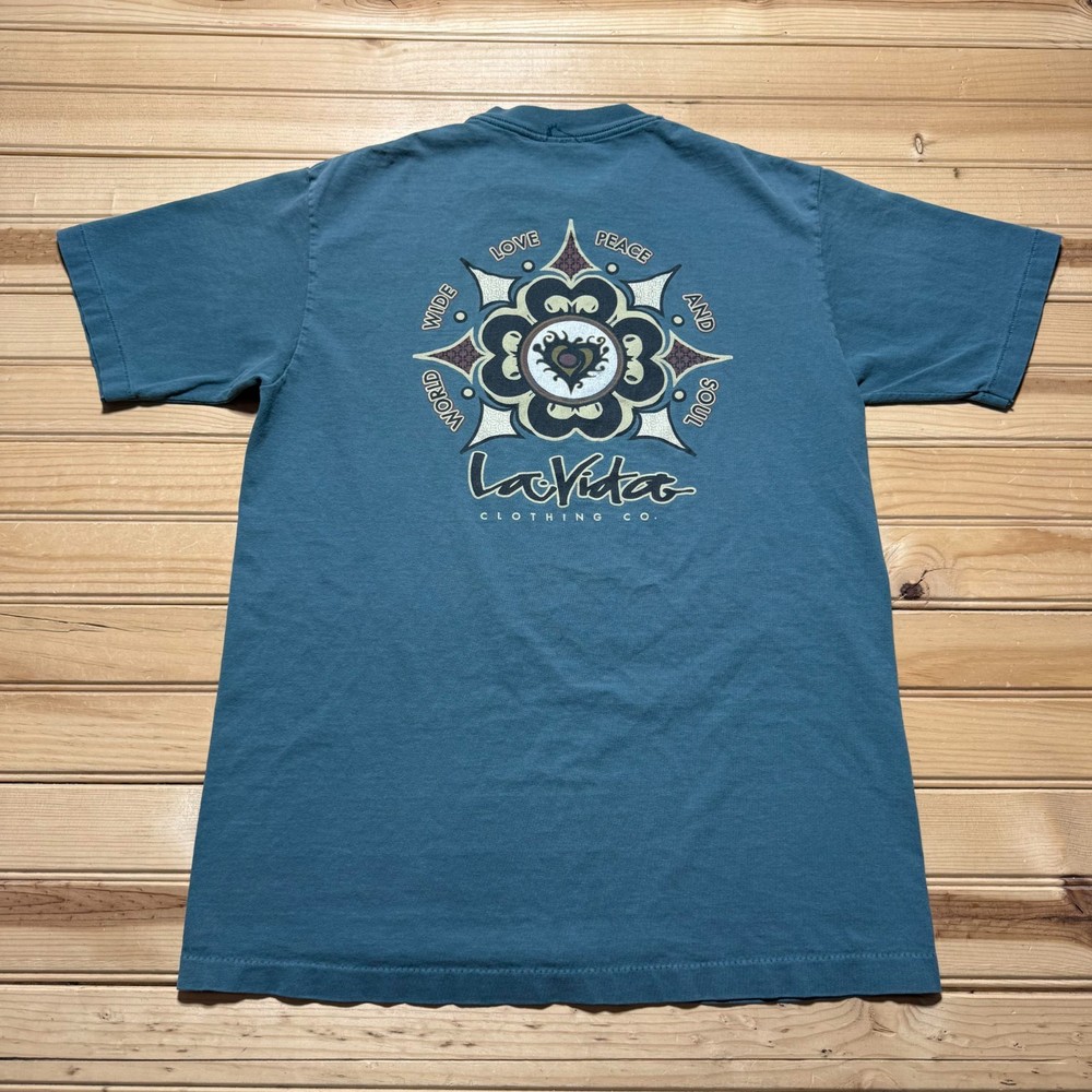 Vintage 90s La Vida Clothing Co Peace Love Soul Single Stitch T-Shirt Medium