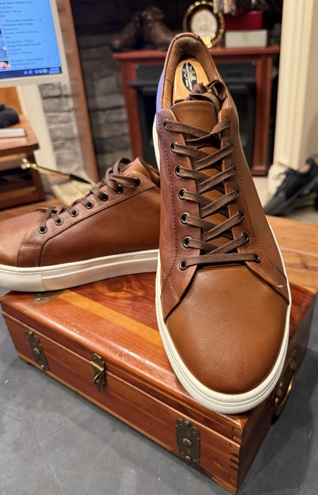 Thursday Brown Leather Sneakers Men's Lace Up Casual Rubber Sole US 14