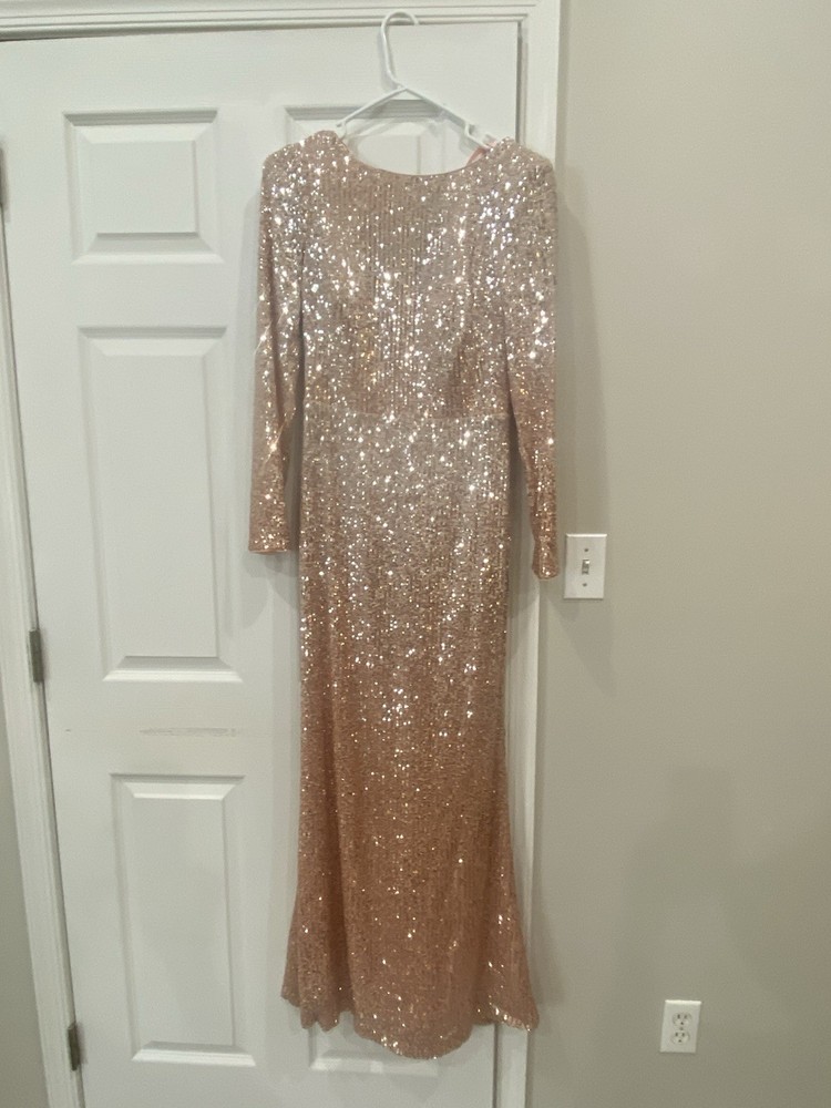 Eliza J Women's Silver/Rose Gold Ombré Sequined Gown Dress Size 6