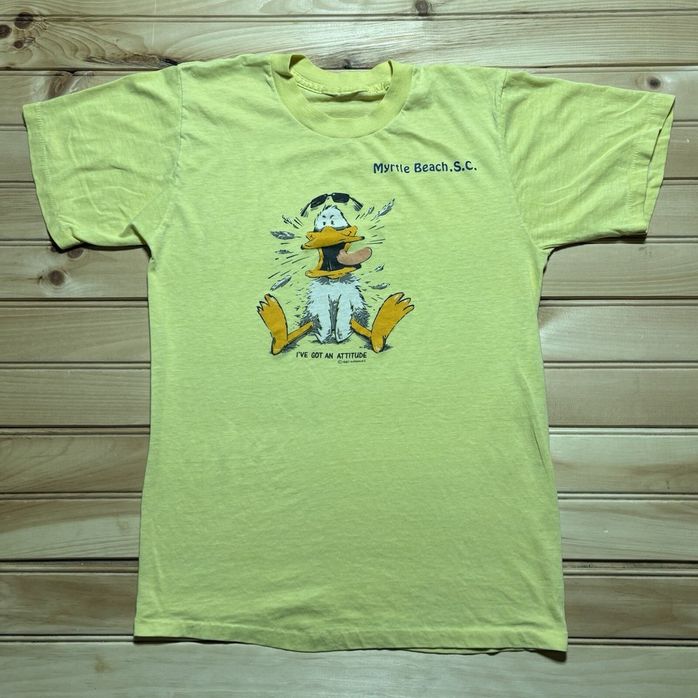 Vintage 80s Duck I’ve Got An Attitude 1987 Airwaves Graphic Shirt Size S/M