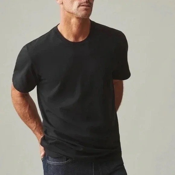 American Giant Mens Black Tee XXL Made in USA Cotton Crew Neck Short Sleeve