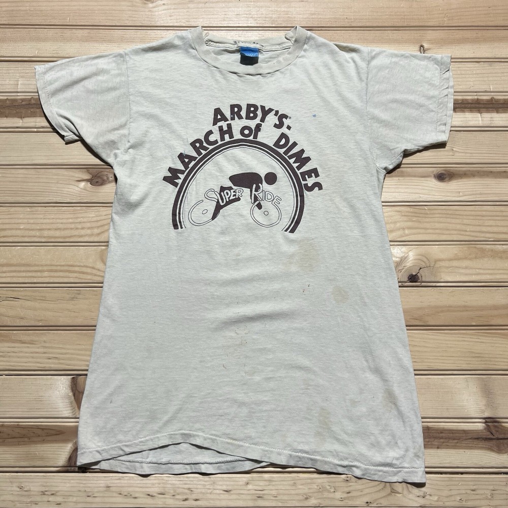 Vintage 80s Arby’s March Of Dimes Super Bike Ride Single Stitch Shirt Size Large