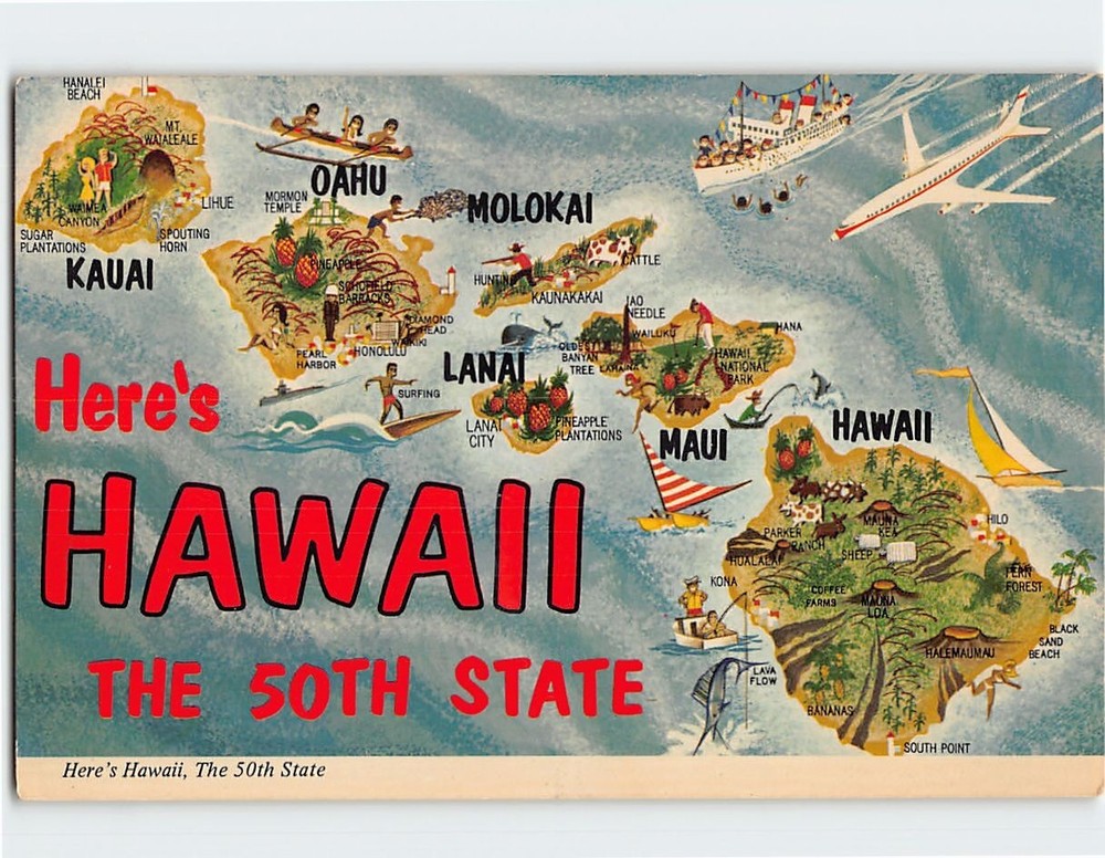Postcard Heres Hawaii The 50th State Hawaii USA