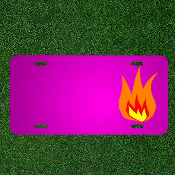 Custom Car License Plate with Fire Flame Danger Design and Personal Names