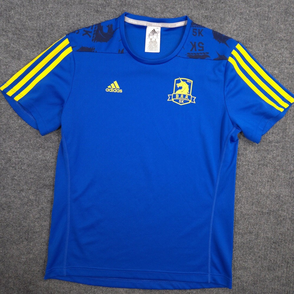 Adidas 2017 Boston 5K Race Shirt Mens S Blue BAA Performance Running Athletic