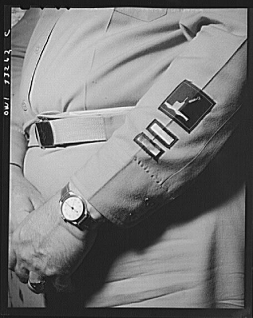 Photo:Military Uniform Sleeve Insignia Wristwatch Close Up 1940s
