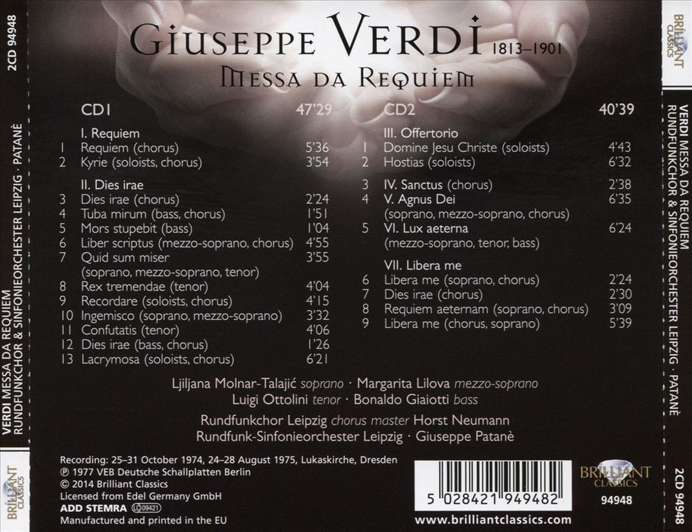 Giuseppe Patanè Verdi: Messa Da Requiem New Cd