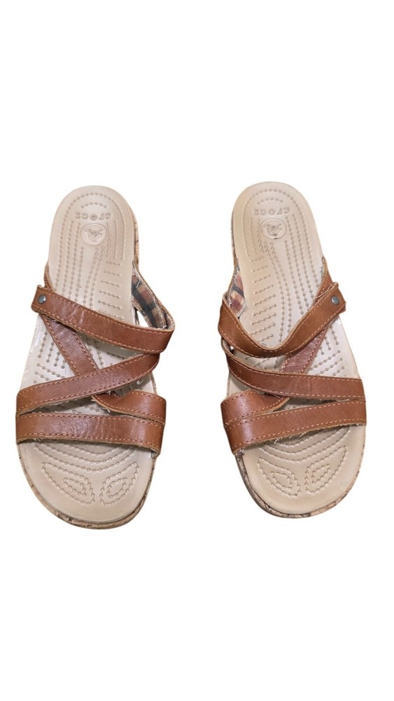 Crocs Women's Brown Cork Wedge Sandals Size 9
