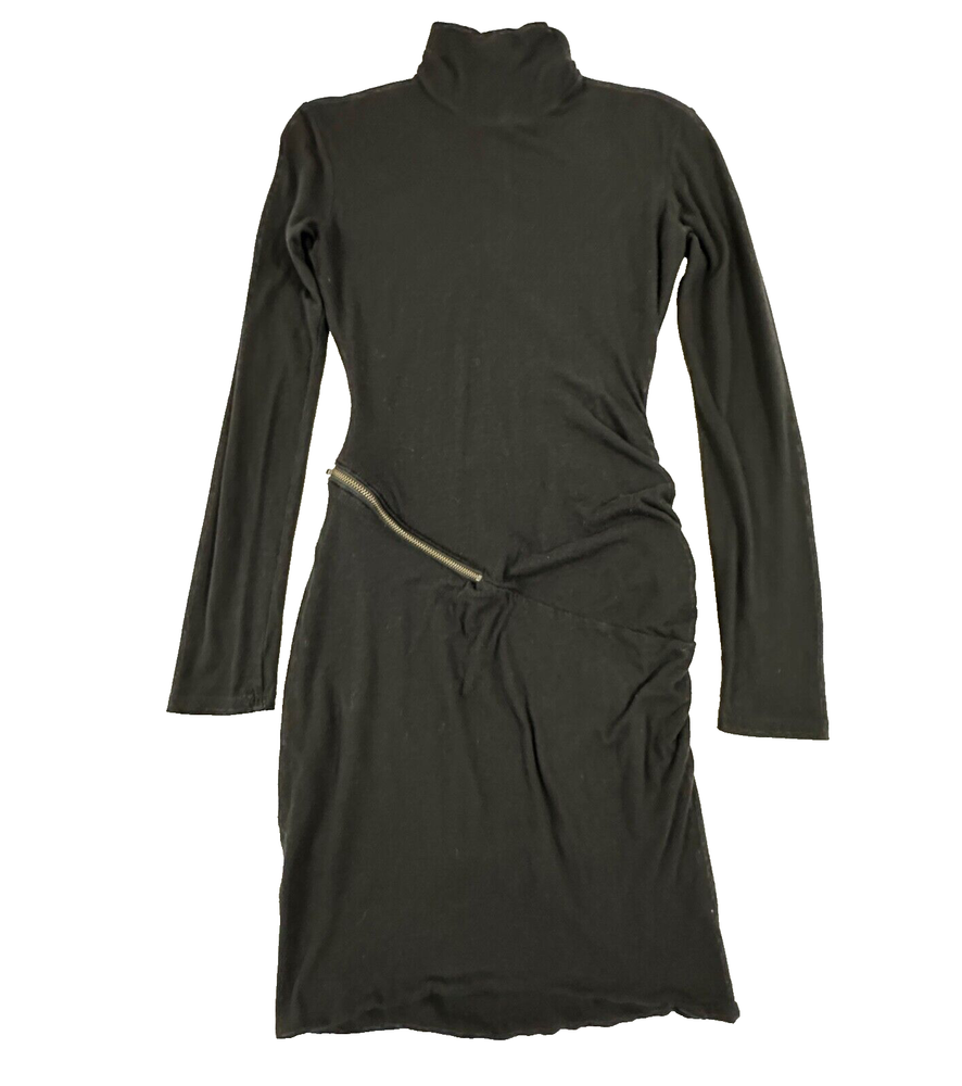Pam & Gela Women's Collar Long Sleeves Mini Dress Black Size P