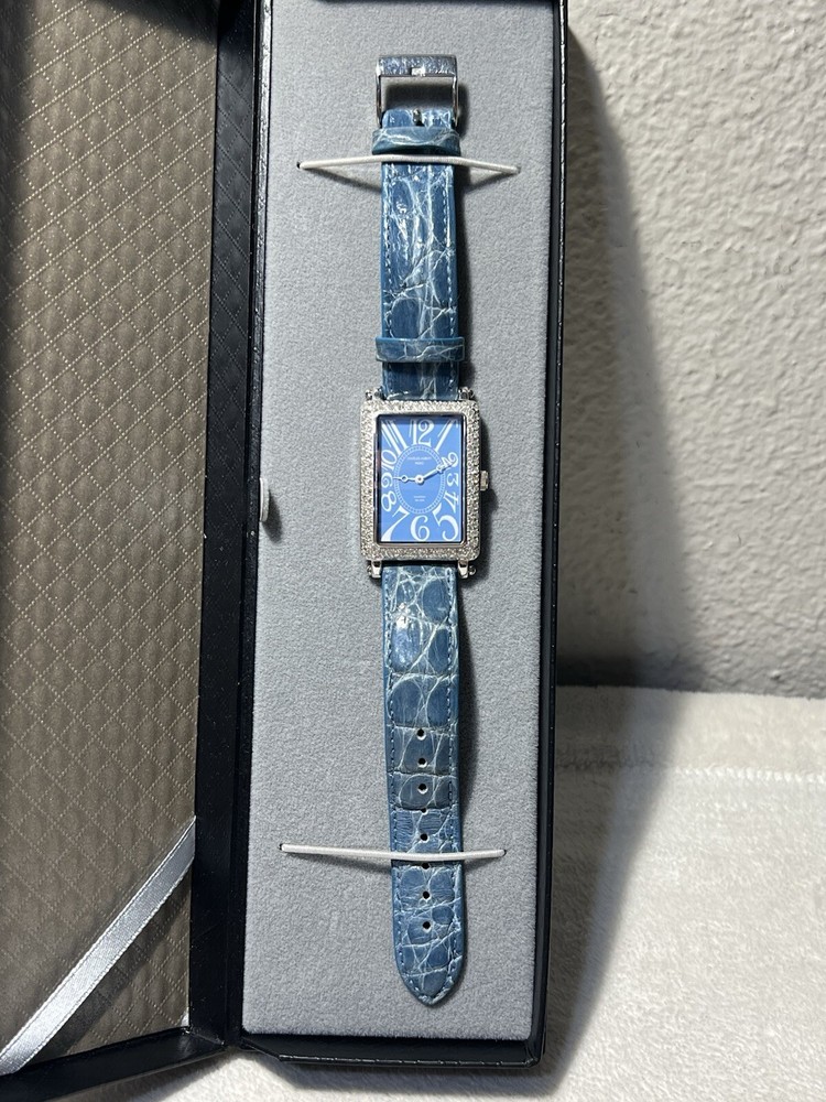 Charles Hubert Paris Diamond Baleen Women's Ladies Watch Blue Leather For Parts