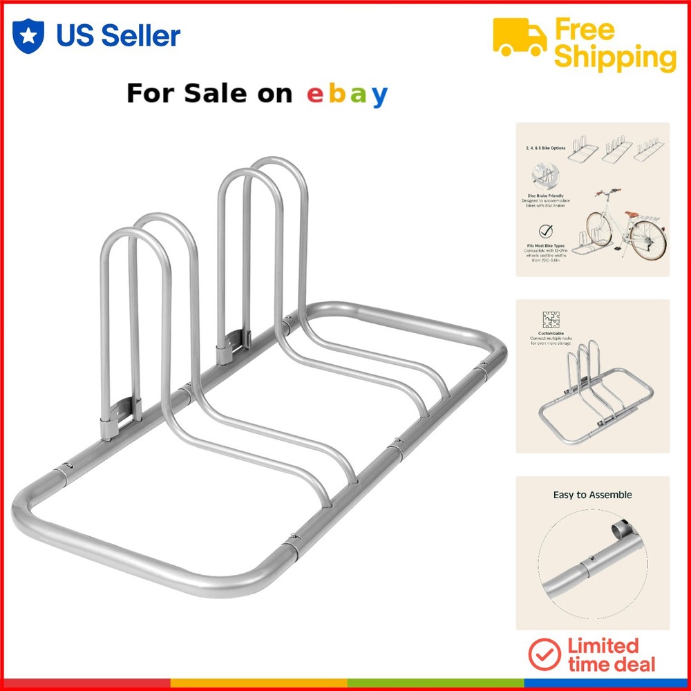 Alloy Steel Weatherproof Floor Bike Rack for 2 Bikes Garage Storage