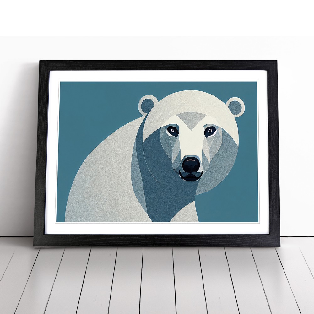 Polar Bear Wall Art Framed Canvas Print Decor for Home