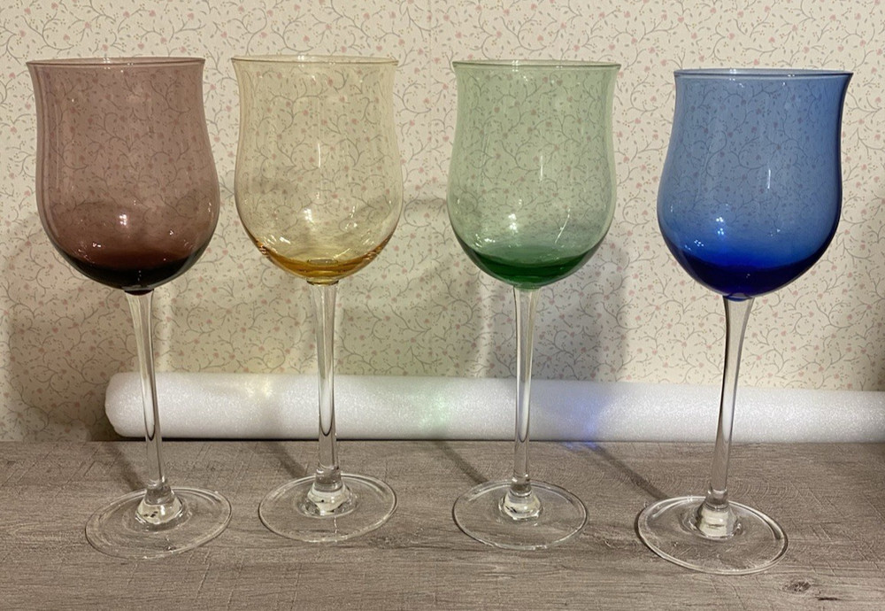 Lenox Color Gems Set Of 4 Tulip Wine Glasses Preowned