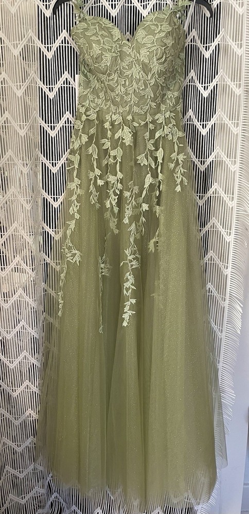 Sage Green Layered Corset Back Ivy Prom Dress Size Small