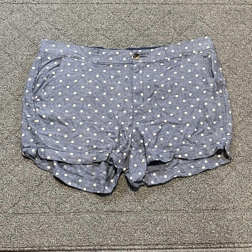 Old Navy Everyday Polka Dot Shorts Womens Size 16 Blue High Rise Chino Preppy