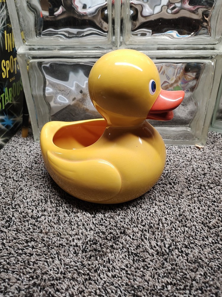 Teleflora Ceramic Yellow Rubber Ducky Very Large Planter In Great Cond Vintage