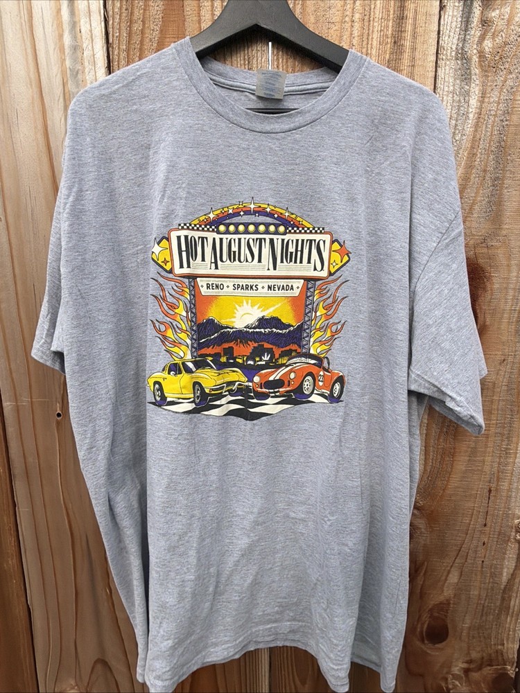 Port & Company Ring Spun Hot August Nights Men’s T-shirt  3XL GRAY